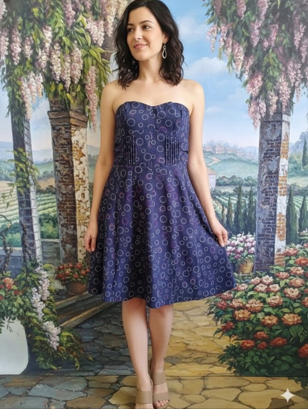American Eagle Outfitters Strapless Dress. Cocktail Blue Strapless Short Dress.